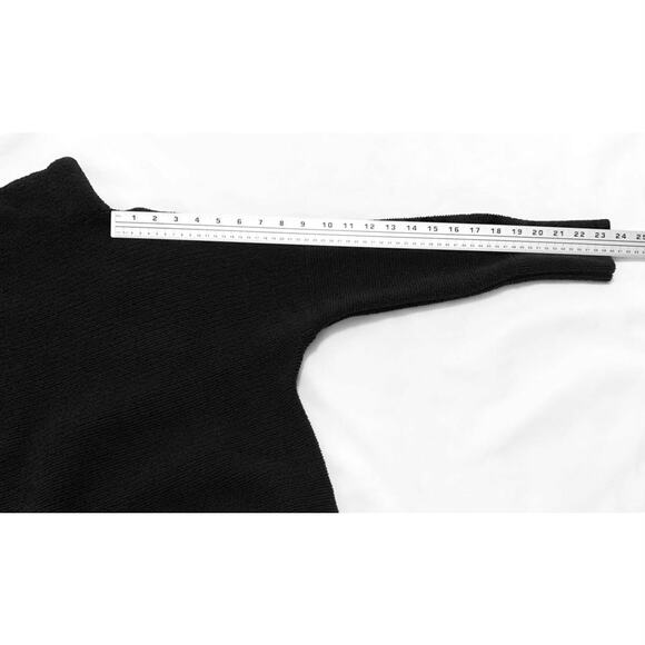 Free People Womens Ottoman Slouchy Tunic Sweater Medium Mock Neck Black Ribbed - Picture 13 of 16